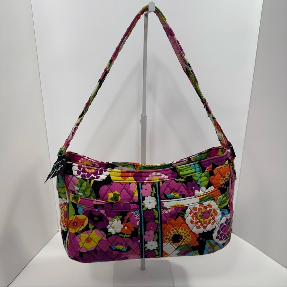 Vera Bradley Womens Colorful Floral Quilted Shoulder Bag Vibrant Pockets Zip
